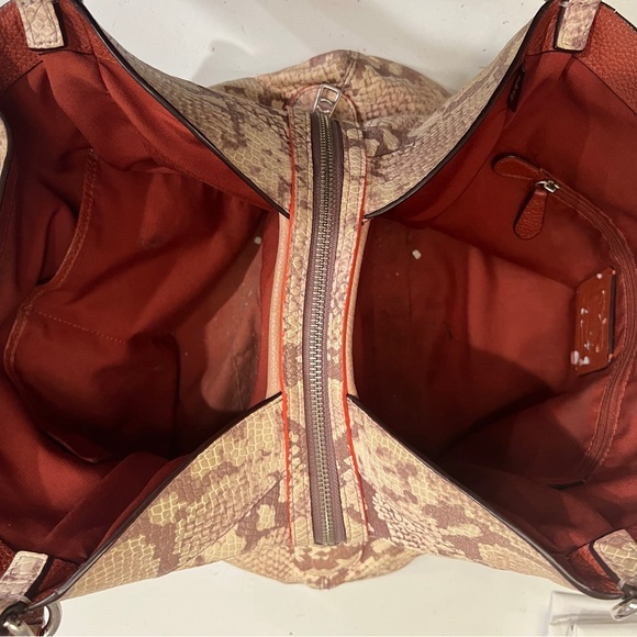 Coach Brown & Tan Python-Print Leather Shoulder Bag - Picture 11 of 13